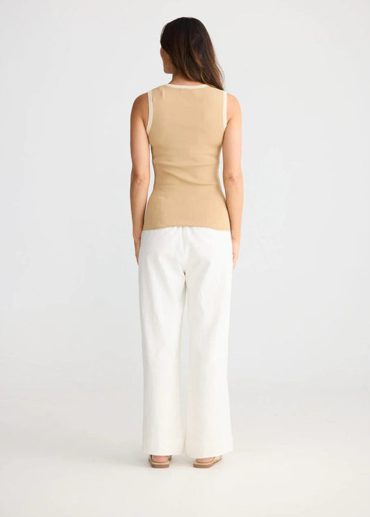 Ollie Contrast Tank - Pebble W Sand