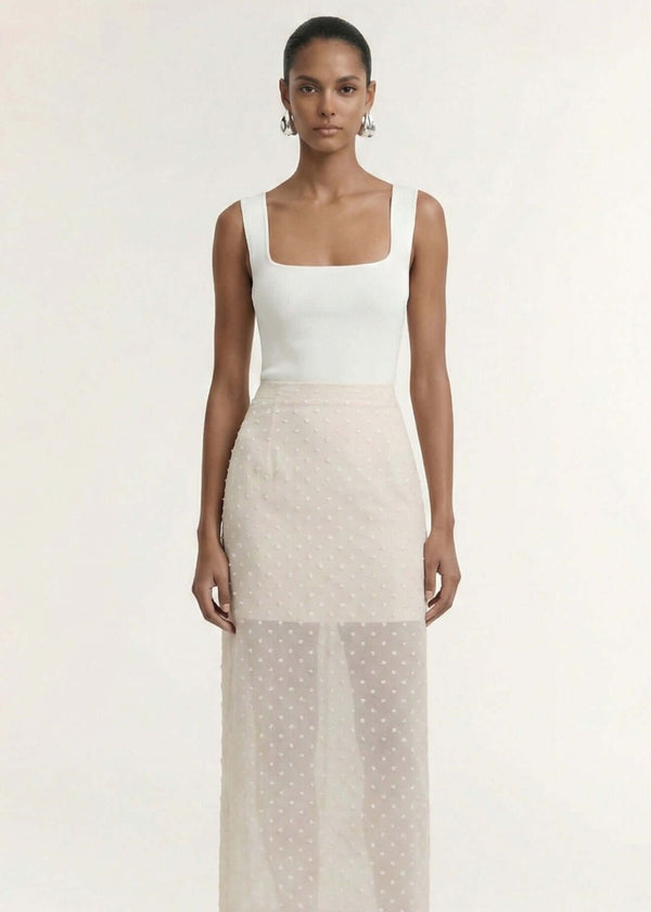 Etoile Layered Midi Skirt - Cream Spot