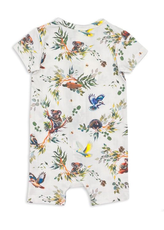 Milky Gumnut Zip Romper - Off White, product photo, back view