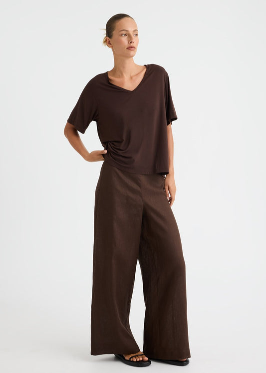 Millie V-Neck Tee - Espresso