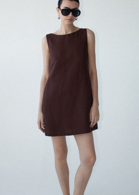 Rhodes Mini Shift Dress - Chocolate