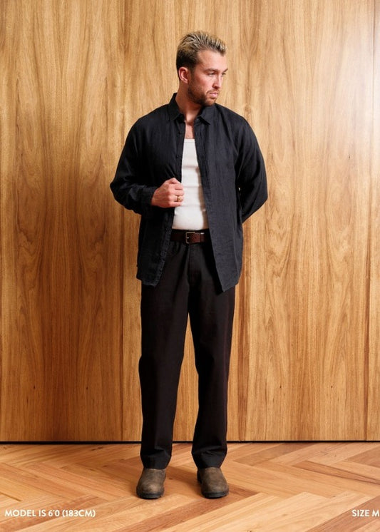 Linen LS Shirt - Navy