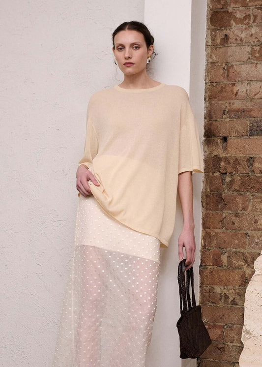 Staple the Label Etoile Layered Midi Skirt - Cream Spot, lifestyle photo