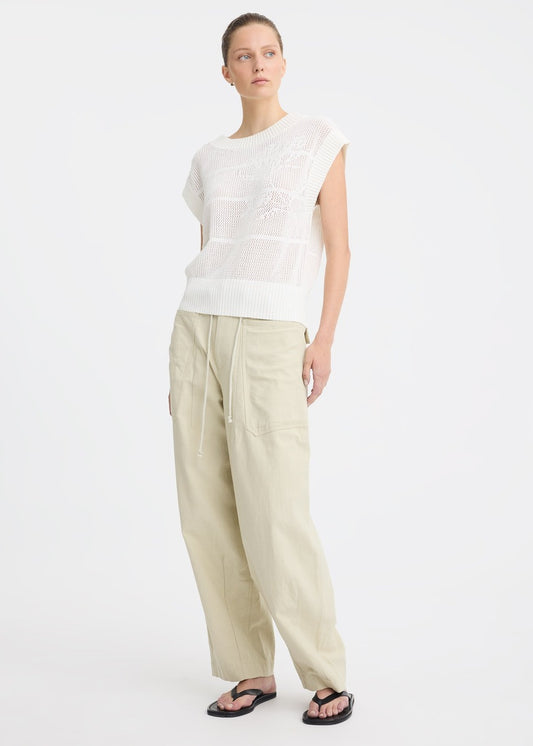 Morrison Elira Knit Vest - White, worn by a model, front view