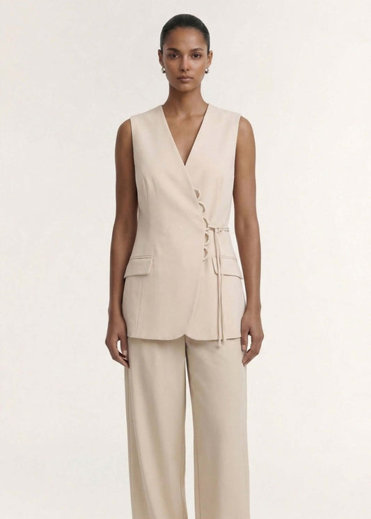 Staple the Label Willow Drawstring Pant - Stone, worn by a model