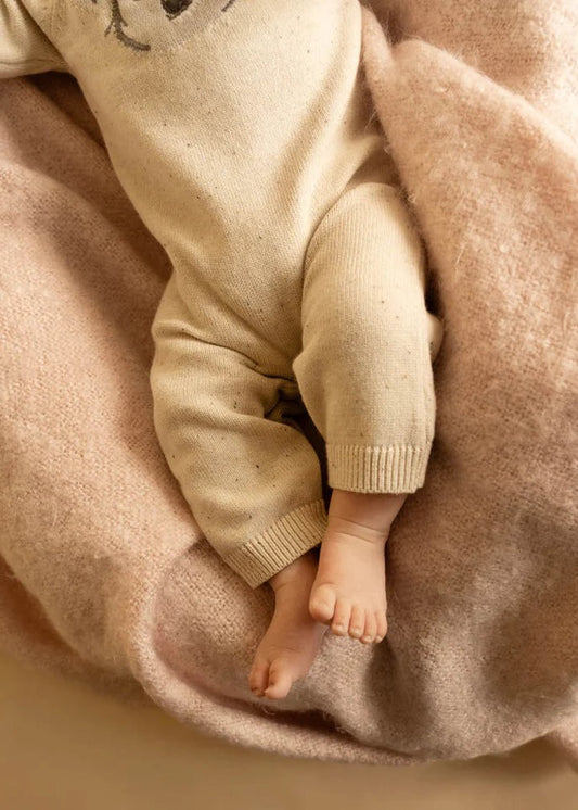 Charlie Koala Organic Knitted Romper - Cream Speckle