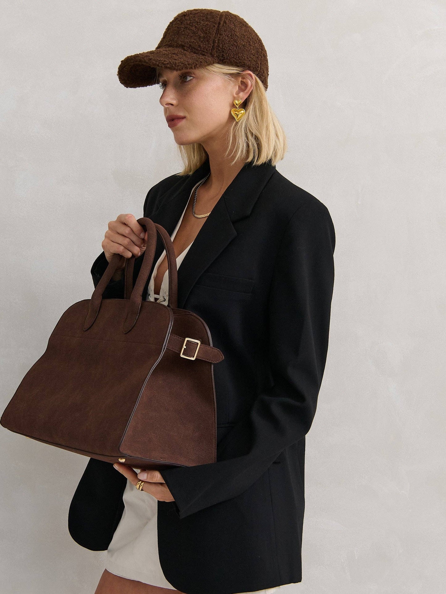 Clemence Tote Bag in Brown Suede