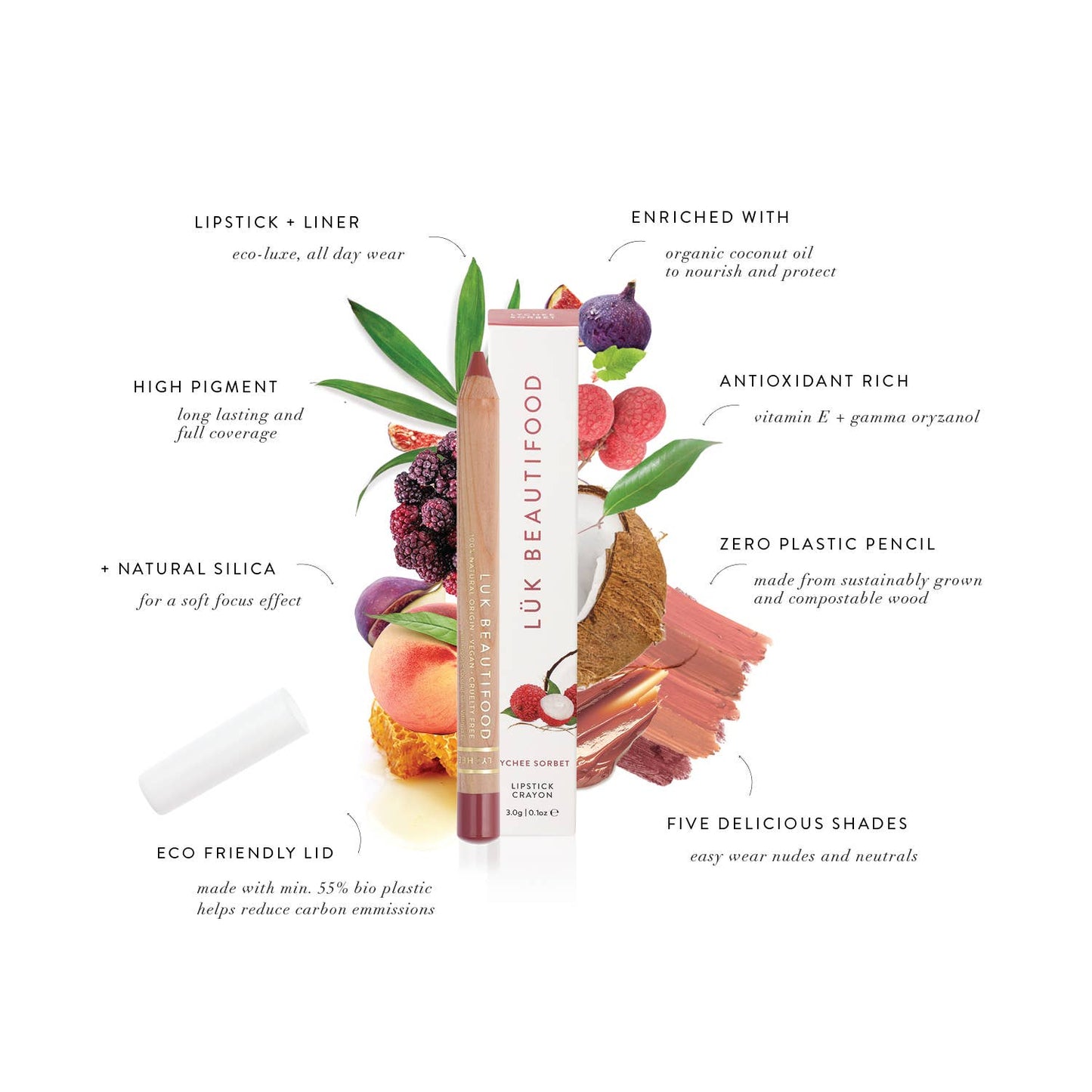 Luk Beautifood - Eco-luxe Lipstick Crayon in Honey Peach