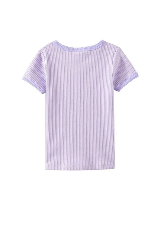 Lilac Mist Rib Tee - Lilac