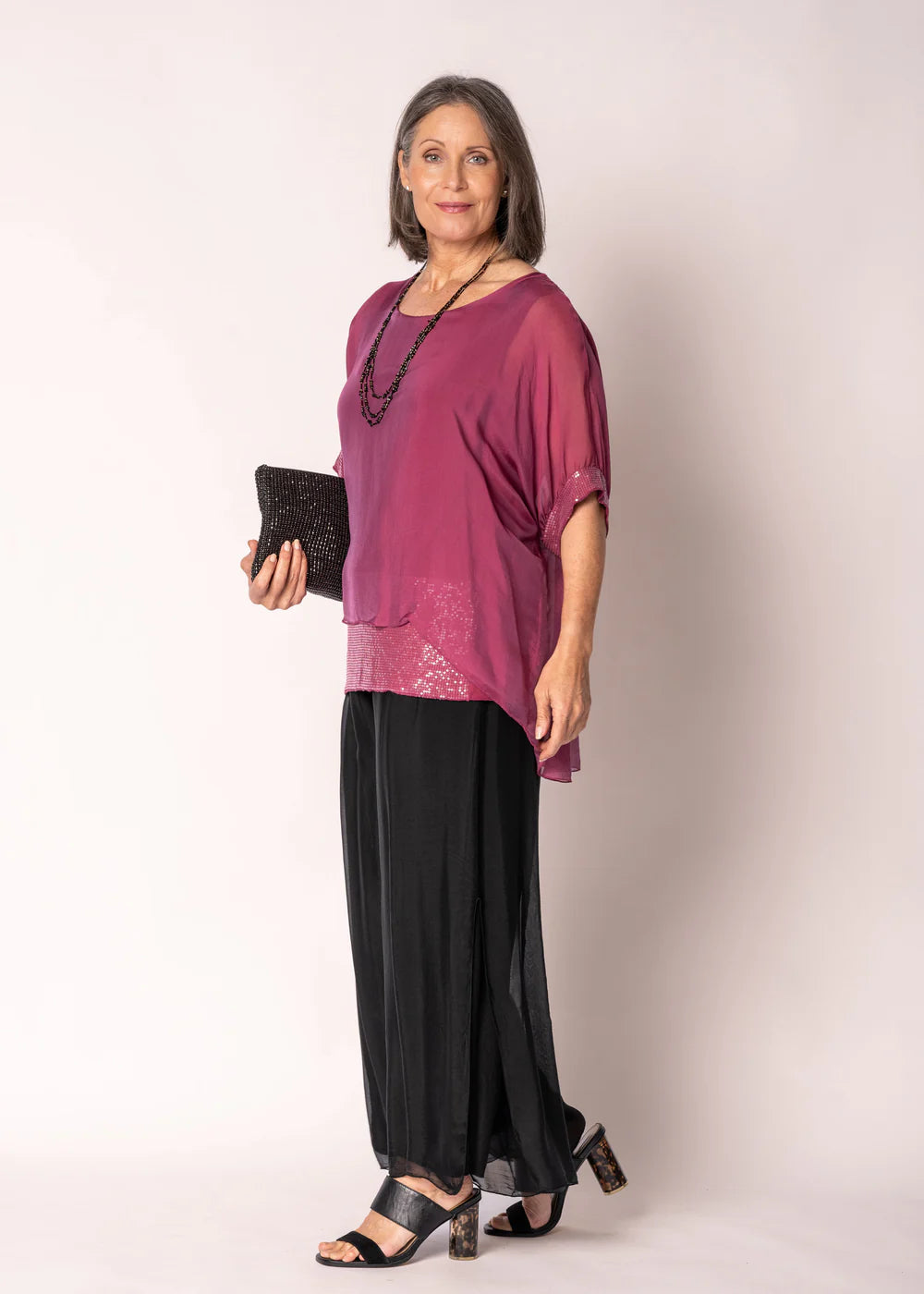 Mimi Silk Top - Mulberry Wine