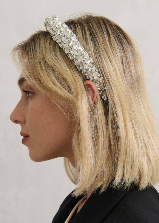 Jennifer Cubic Statement Headband in Silver
