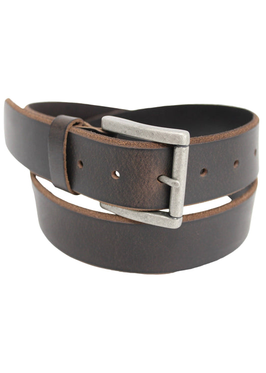 Full Grain Leather Classic Bevelled Edge Belt - Brown.: 32 inch