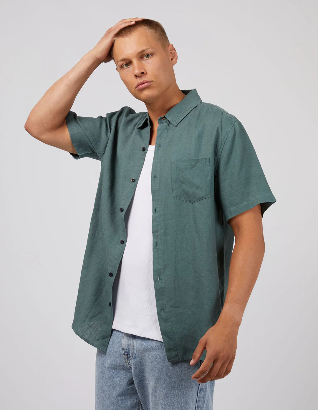 Linen SS Shirt - Pine