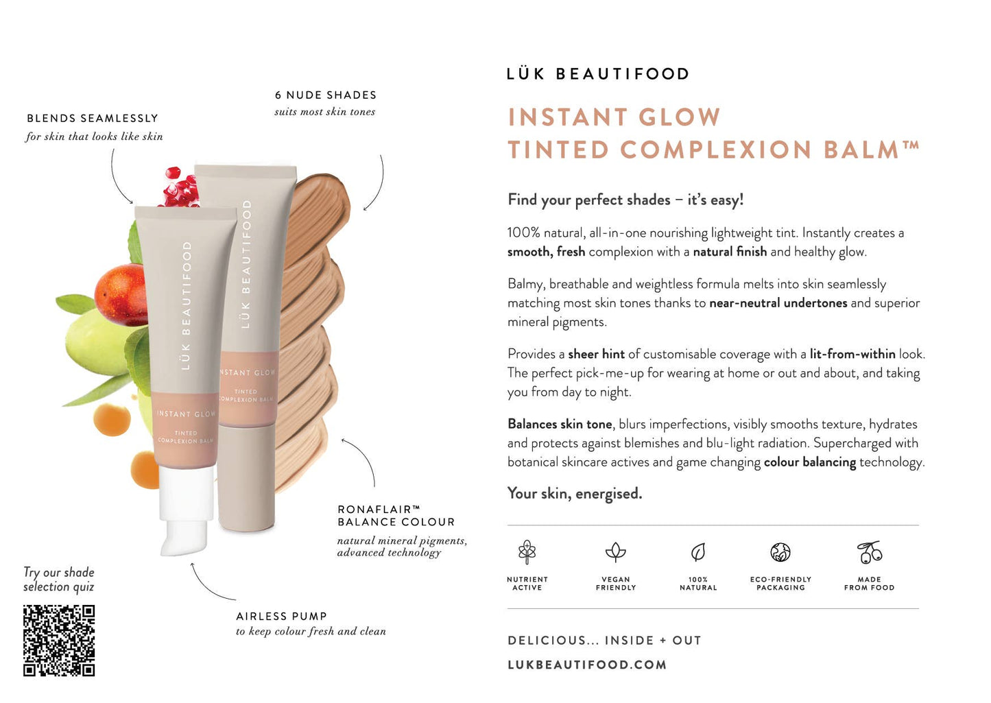 Luk Beautifood - NUDE 4 (Medium) - Instant Glow Tinted Complexion Balm 30ml