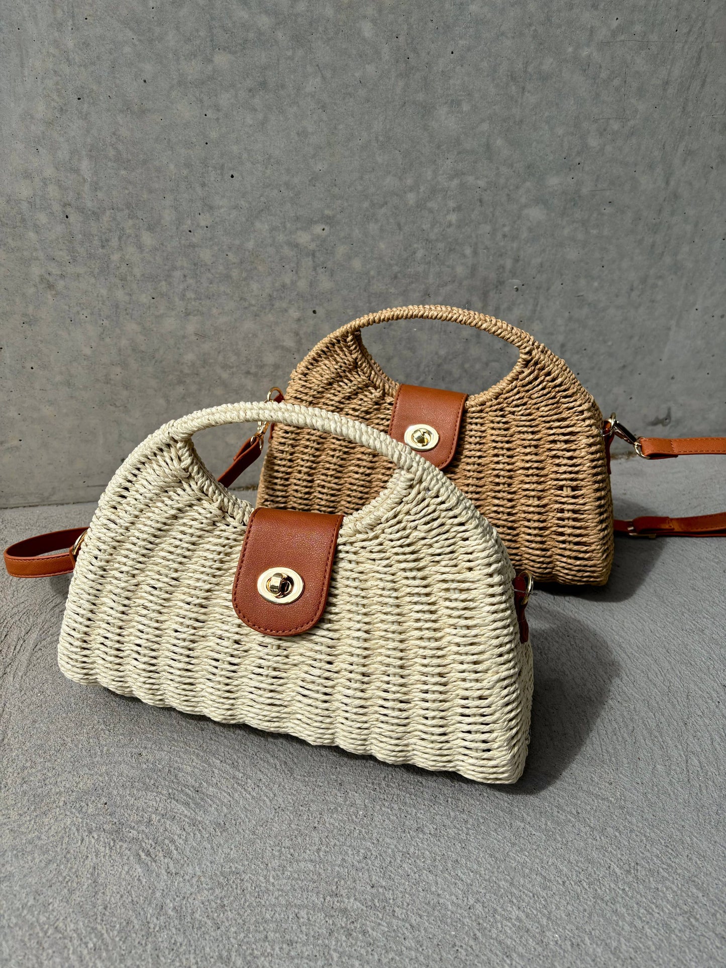 Angels Whisper Accessories - Maggie Summer Straw Bag in Beige