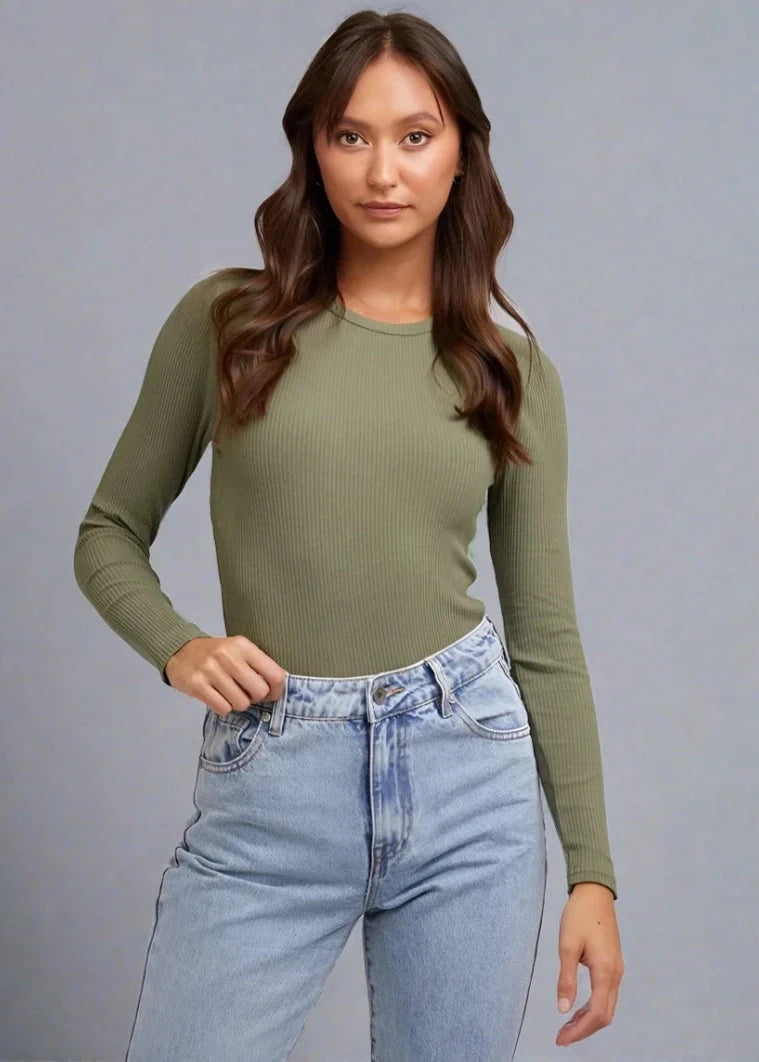Rib Long Sleeve - Khaki