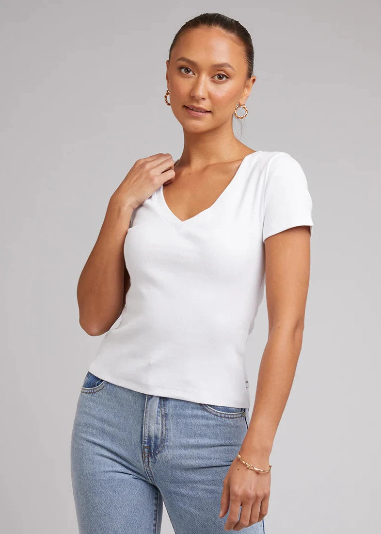 Lily V-Neck Tee - White