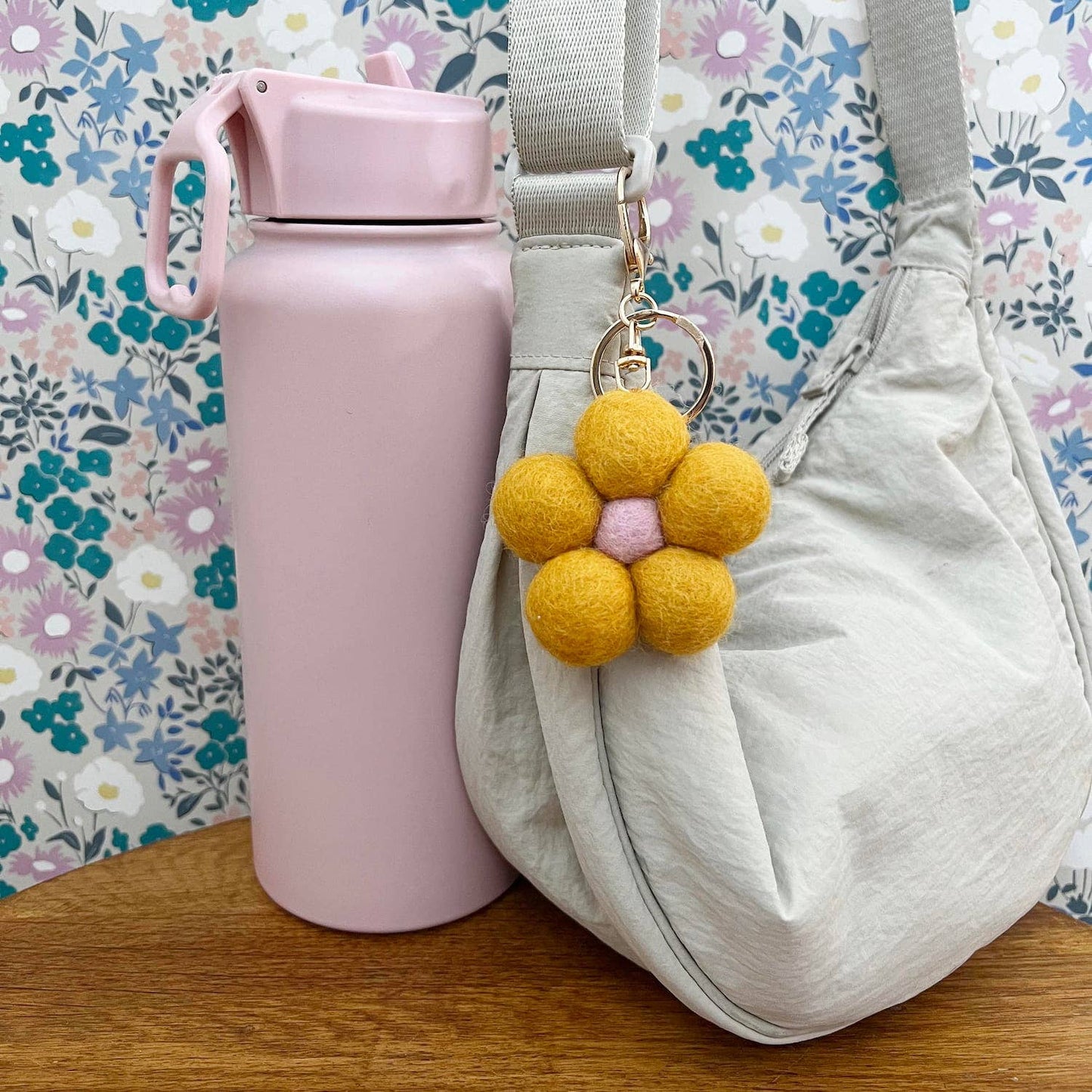 Home Dweller - Felt Flower Keychain Charm