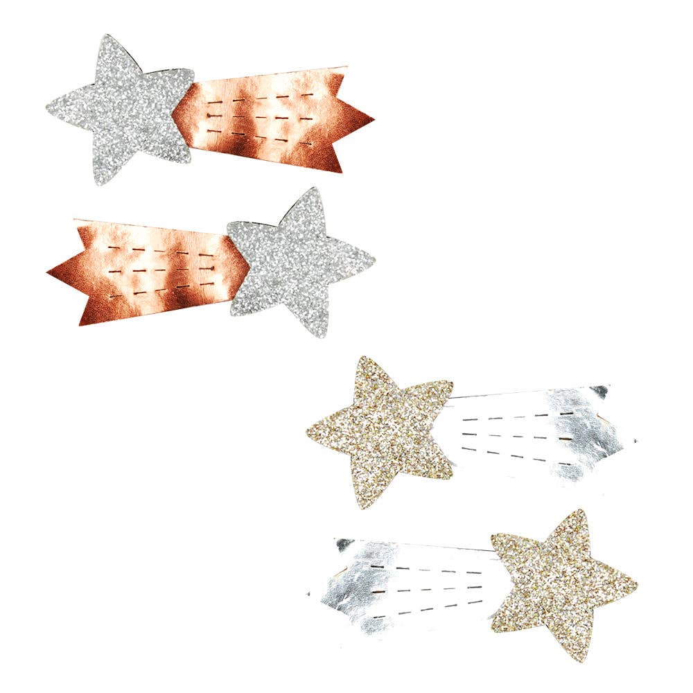 Pink Poppy - Metallic Shooting Star Hairclips - Pack Size 6