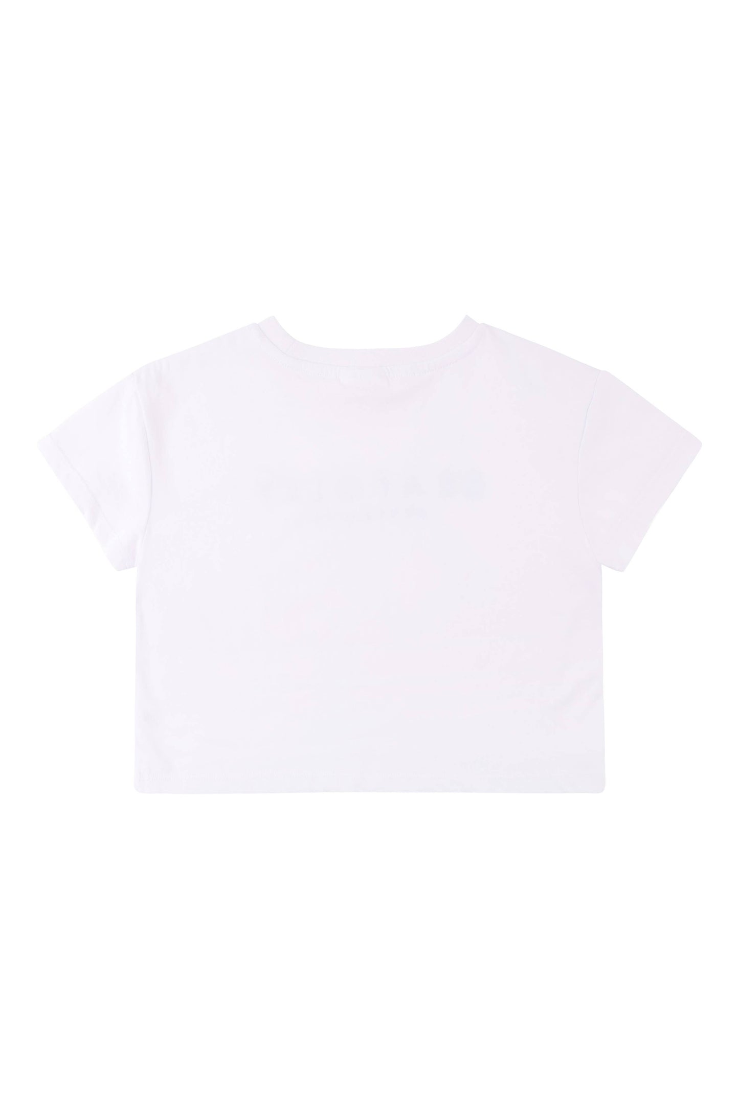 Kids Cotton Embroidery Crop Tee - Brilliant White