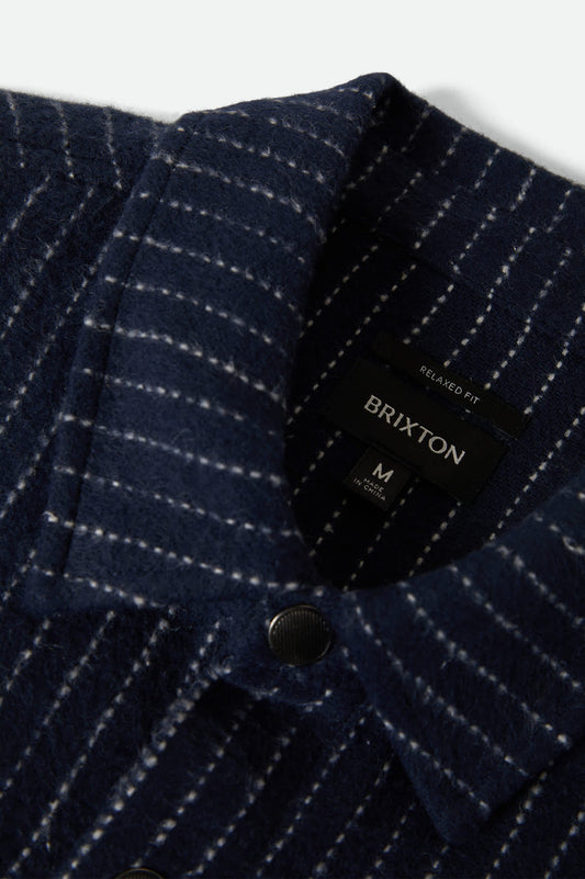 Seldon Soft Brushed Flannel - Mood Indigo Pinestripe