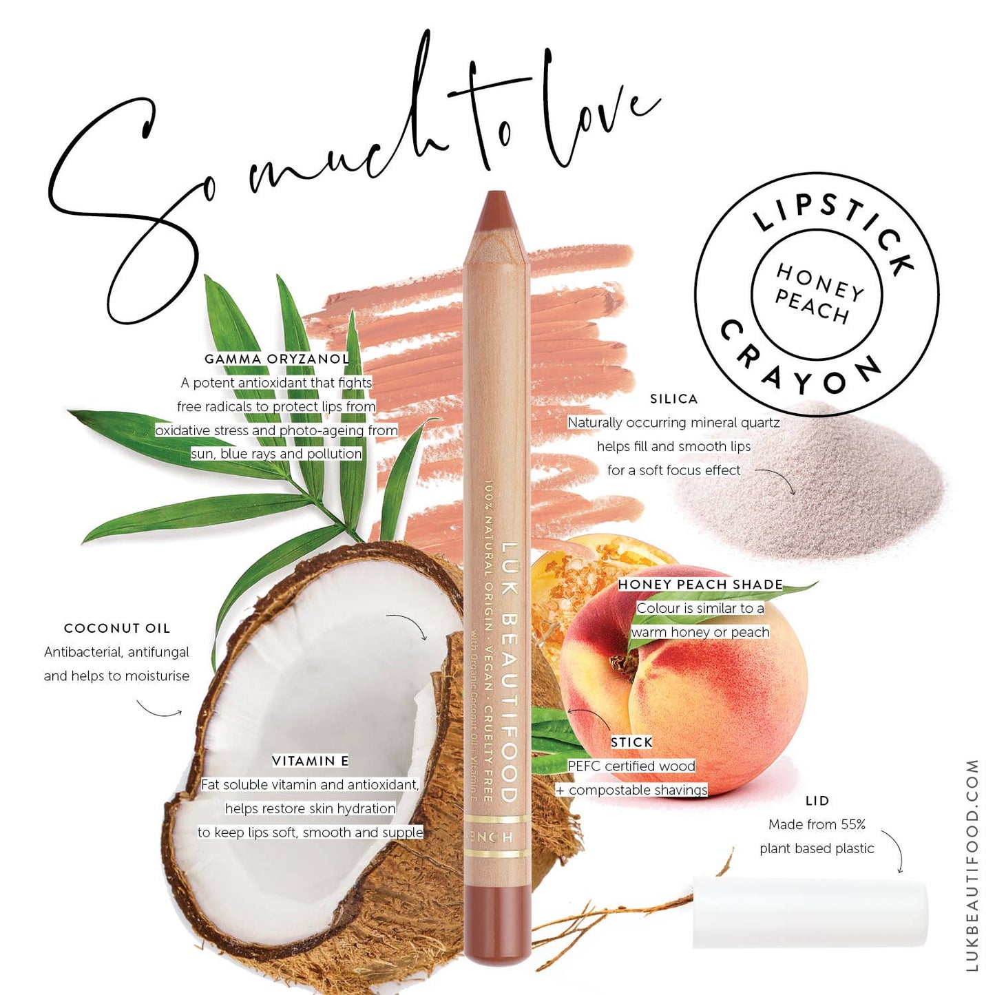 Luk Beautifood - Eco-luxe Lipstick Crayon in Honey Peach