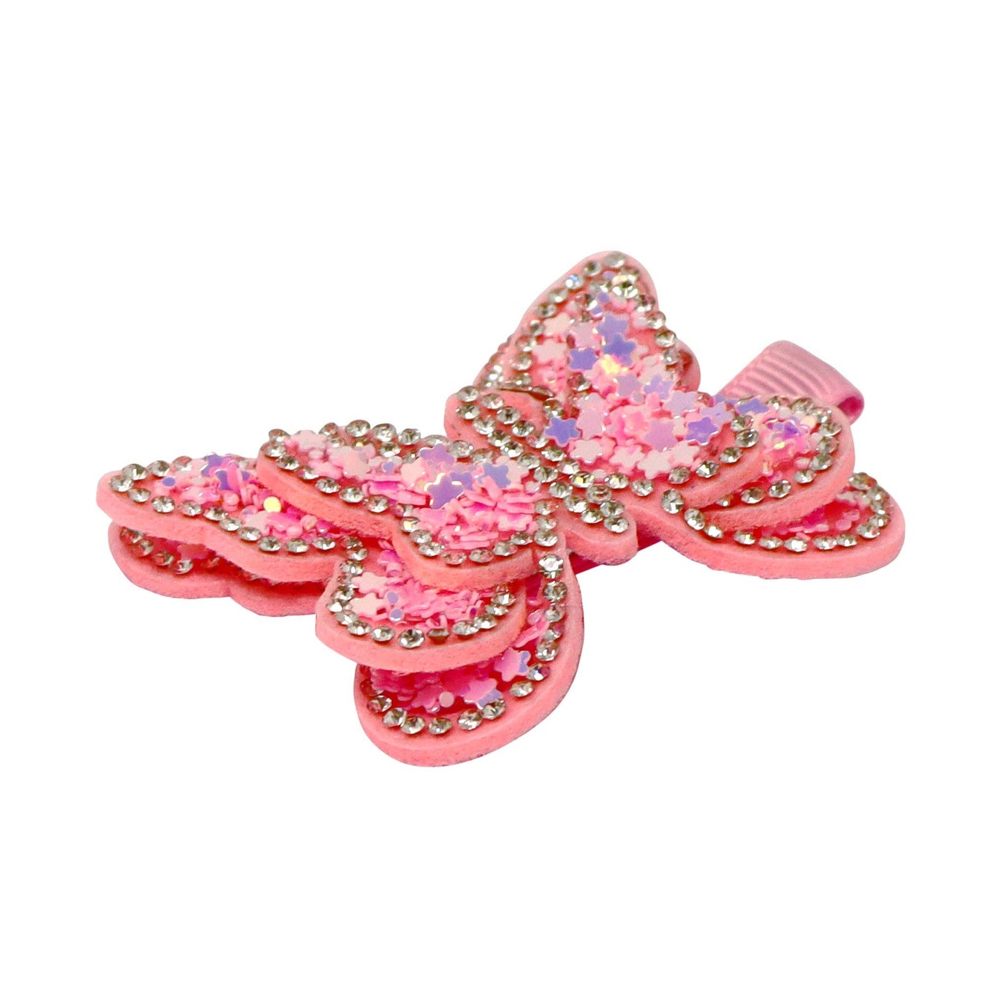 Pink Poppy - Sparkling Butterfly Hair Clip - (Pack Size: 6)
