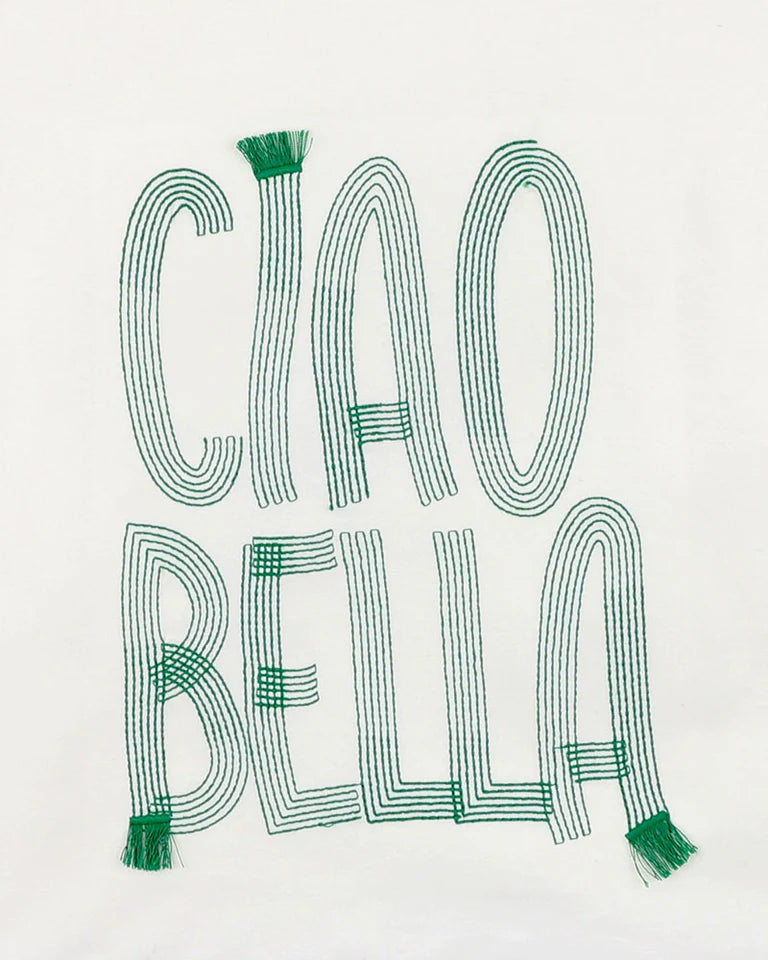 Summer Vacay Ciao Bella Embroidered Tee - White