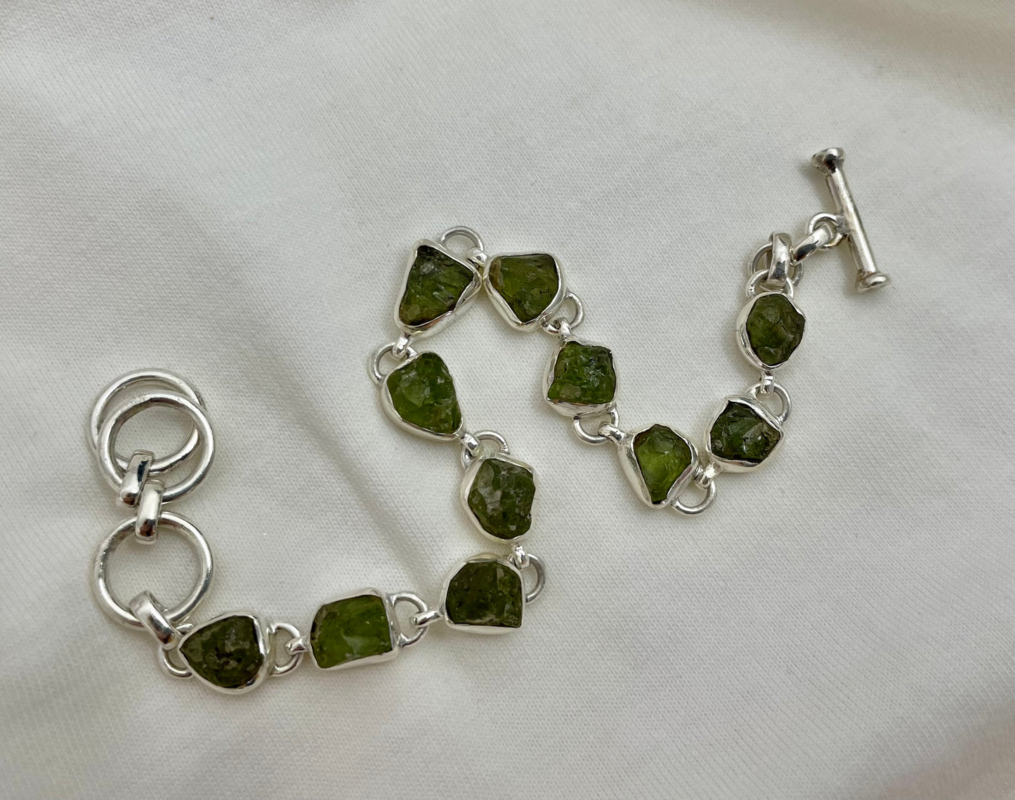 Raw Peridot Bracelet