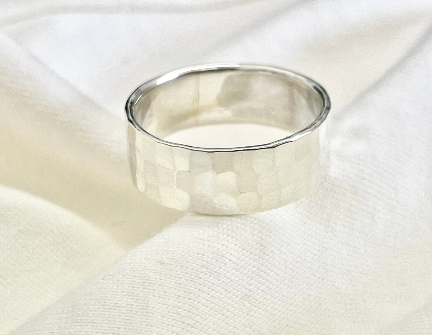 Large Hammered Silver Ring