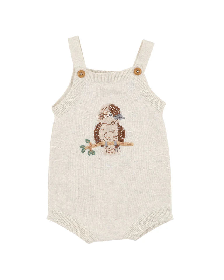 Australiana Organic Kookaburra Knit Bodysuit - Cream Marl