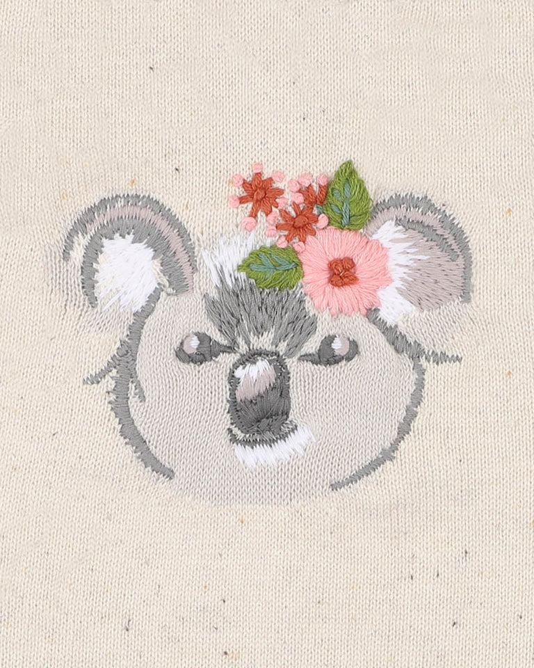 Charlie Koala Organic Knitted Romper - Cream Speckle