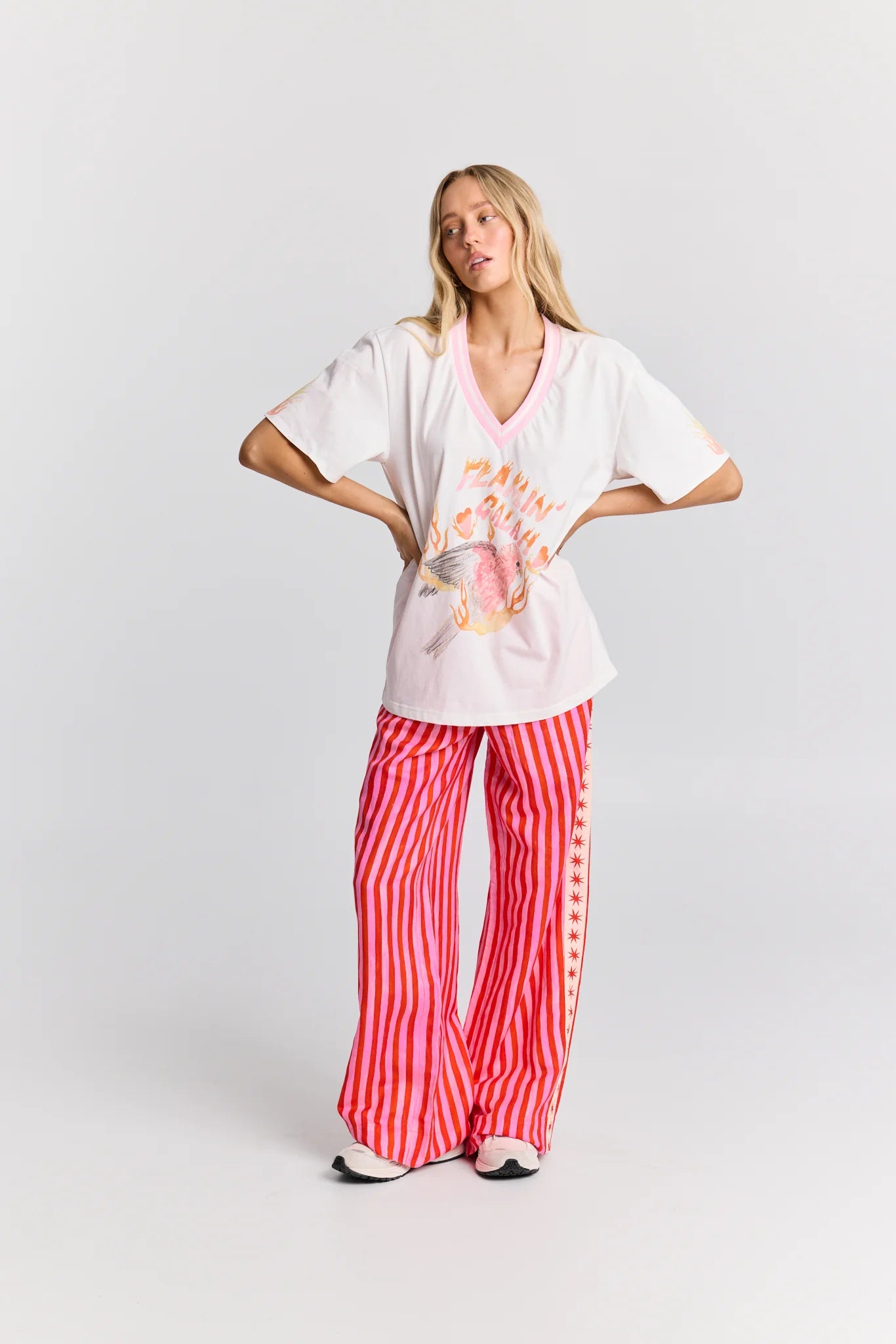 Flamin Galah T-Shirt - White and Pink