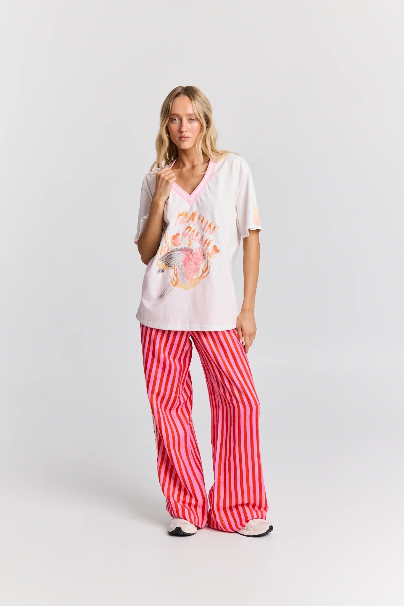 Flamin Galah T-Shirt - White and Pink