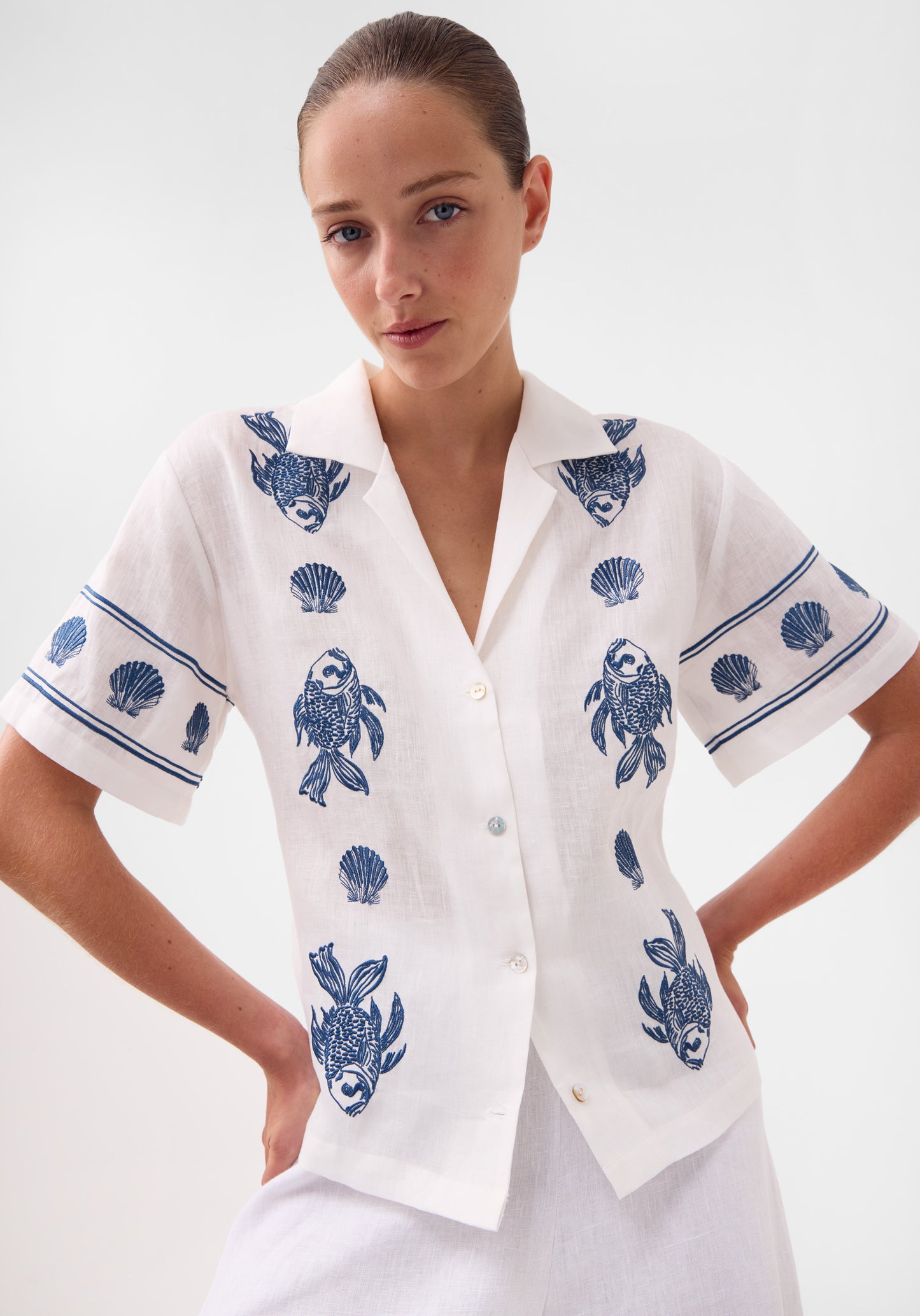 Alpheus Embroidered Shirt - White