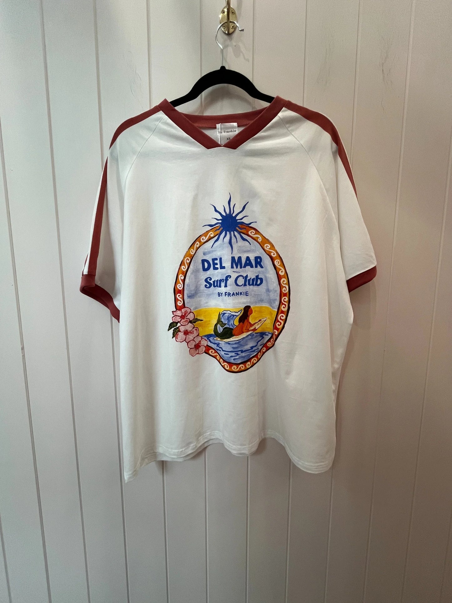 Del Mar Surf Club T-Shirt - White / Rust