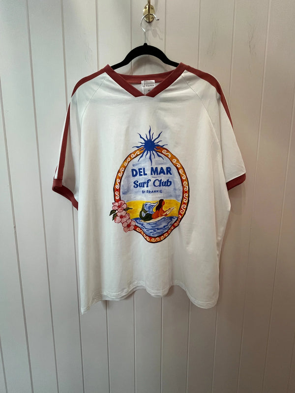 Del Mar Surf Club T-Shirt - White / Rust