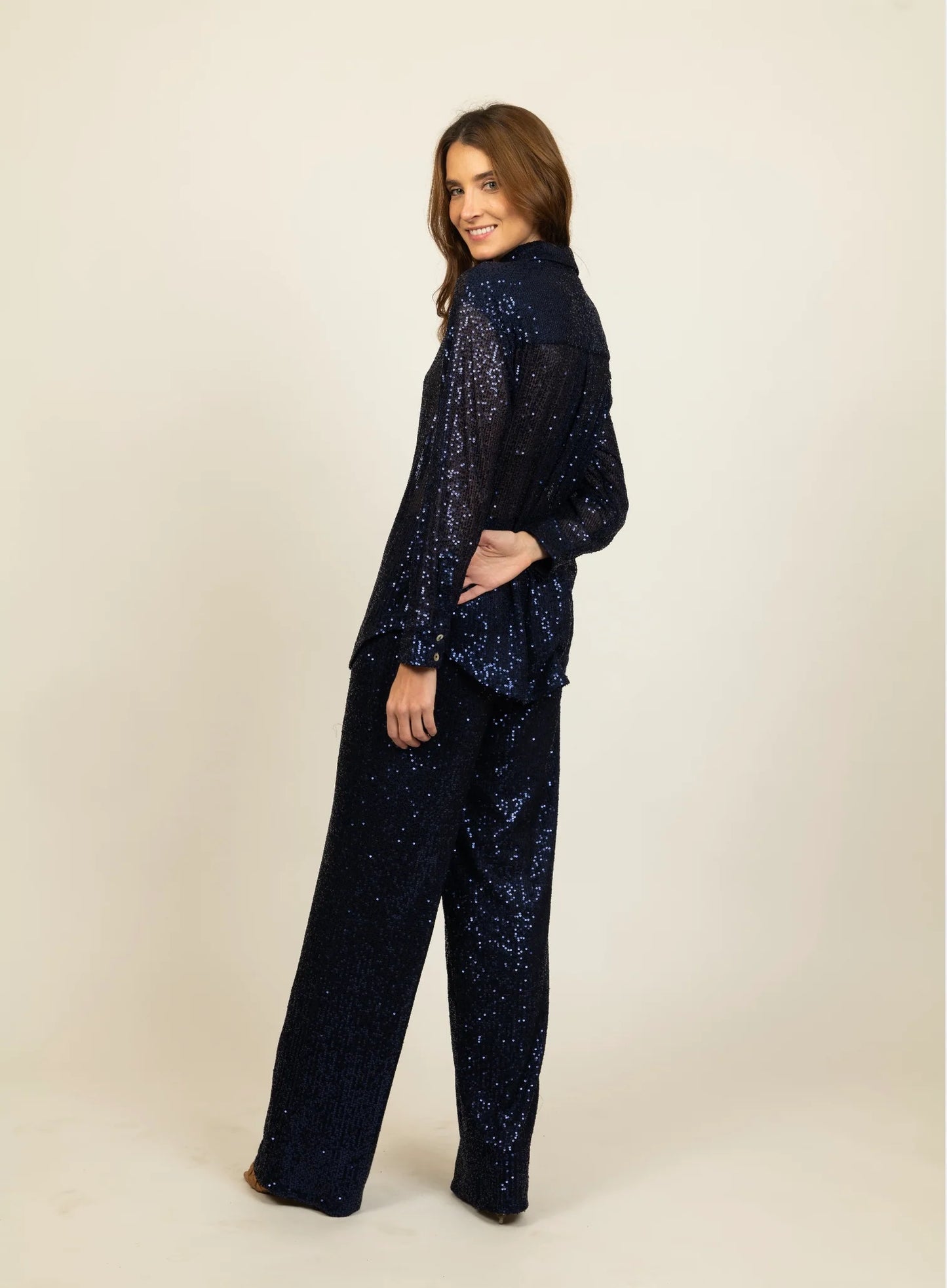 Kat Sequin Pant - Blue Sequin