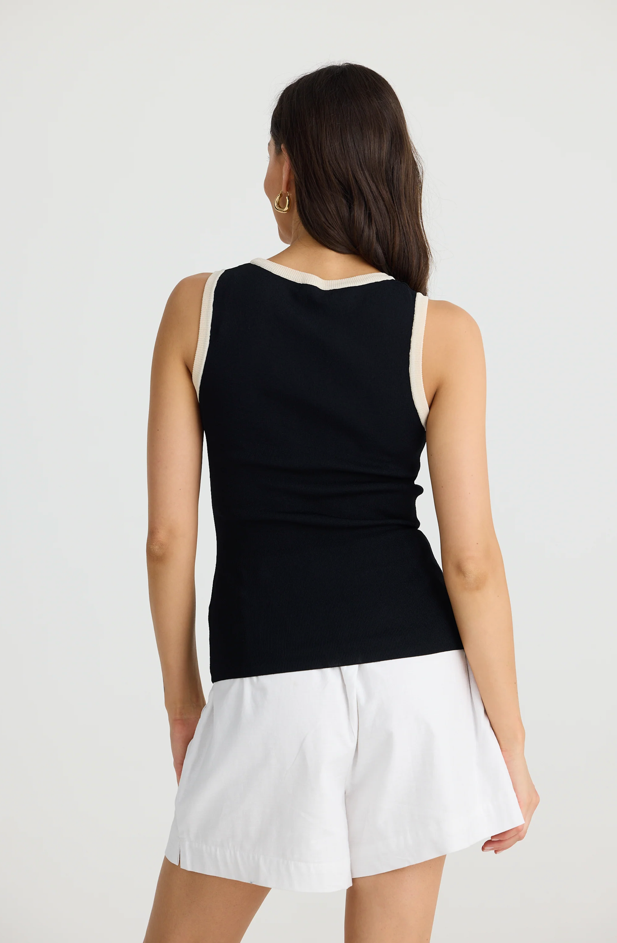Ollie Contrast Tank - Black W White