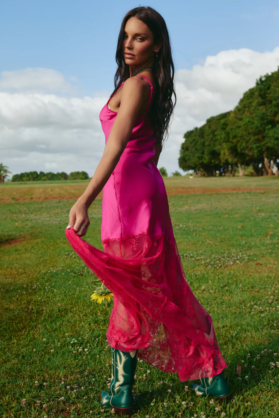 The Lace Maxi Dress - Pink
