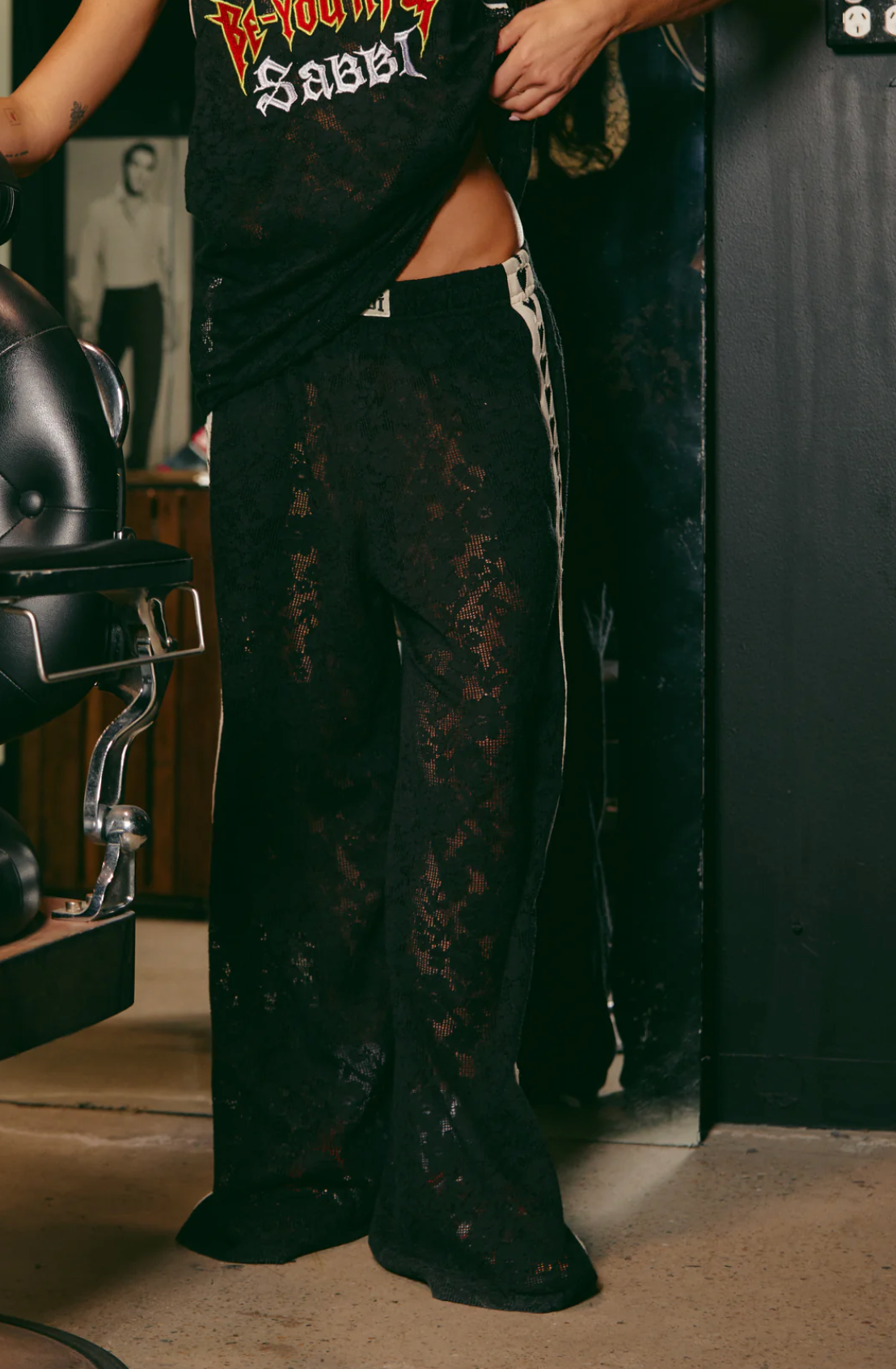 The Raving Hearts Lace Pants - Black
