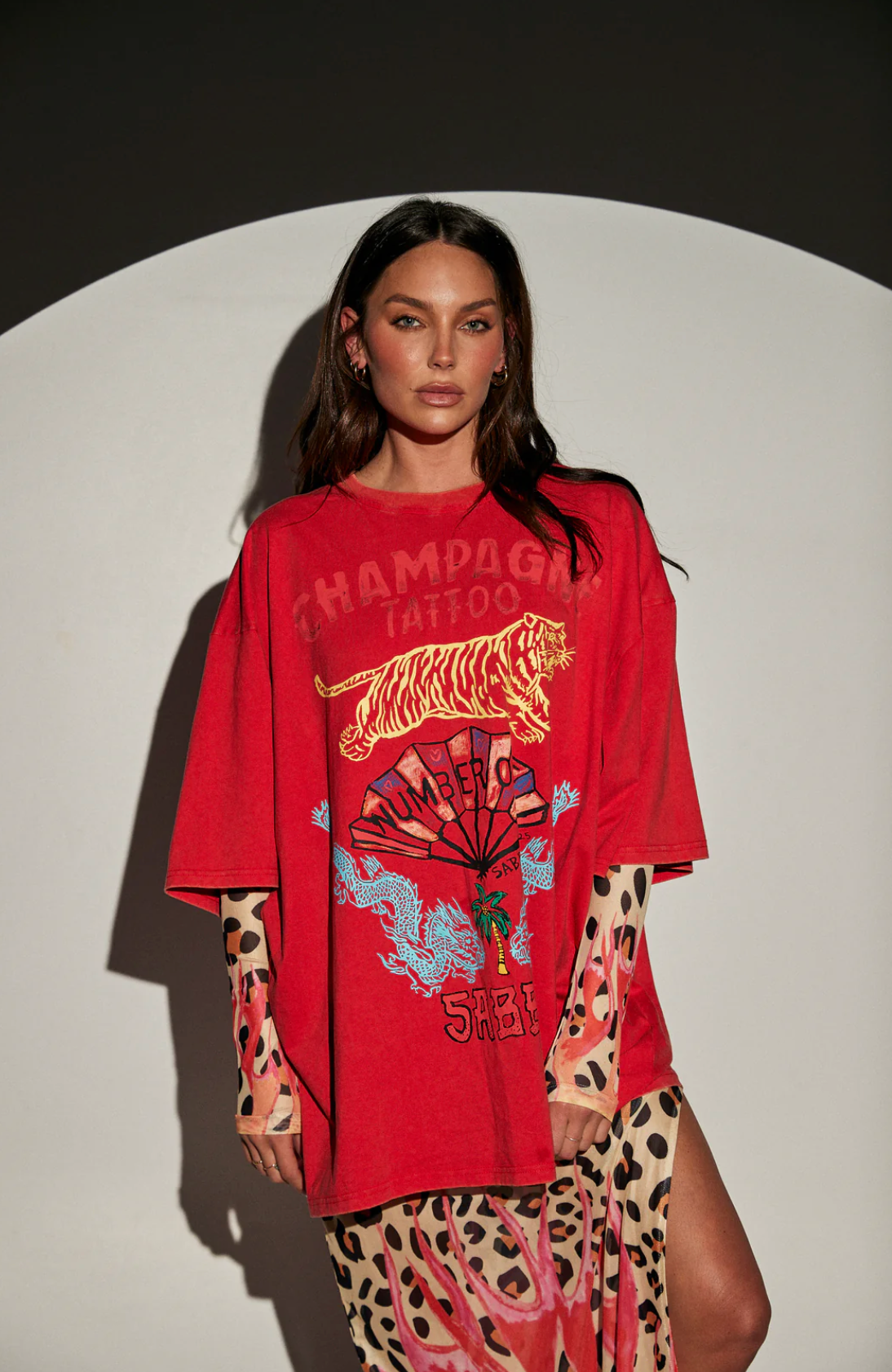 The Champagne Tattoo Tee - Red