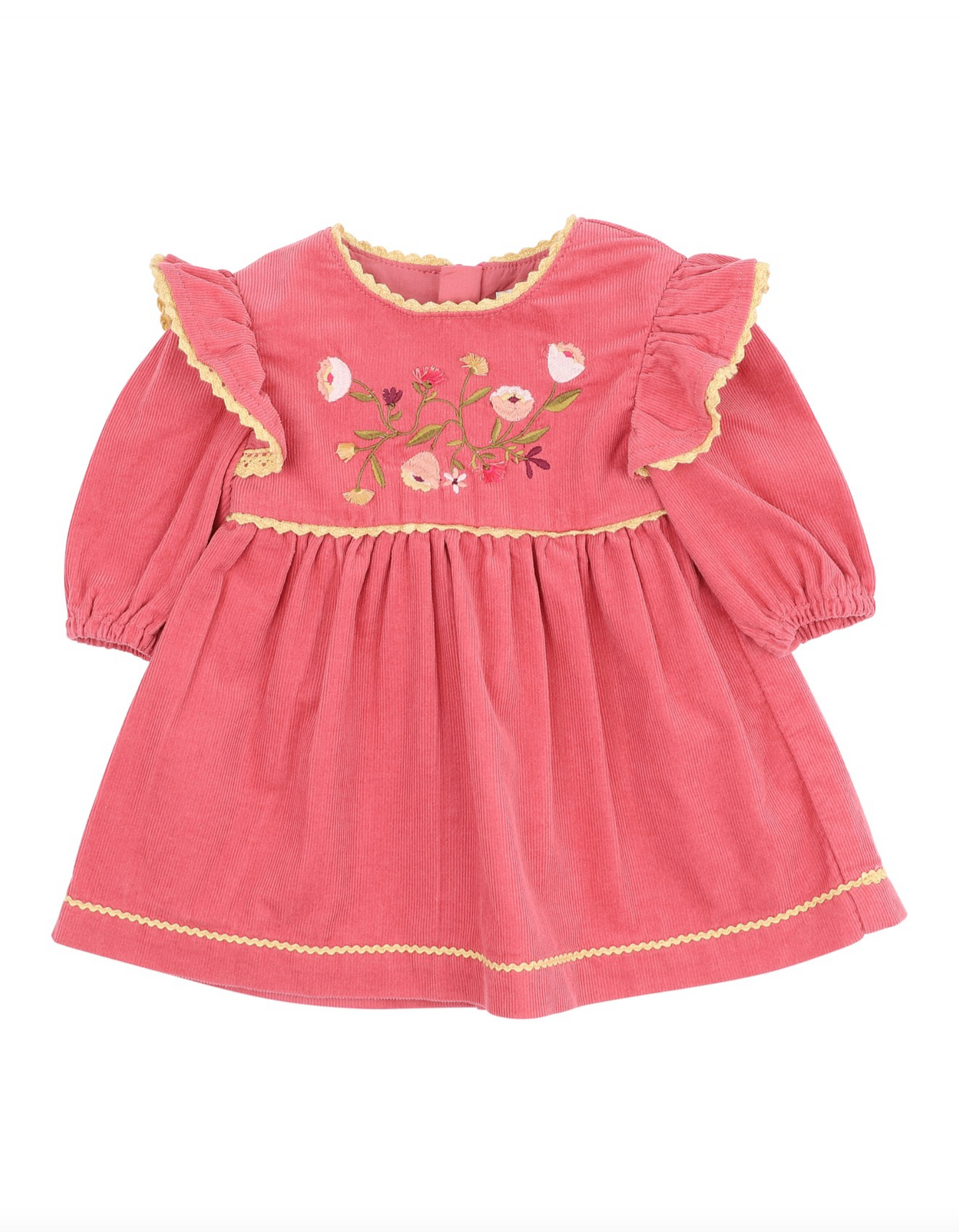Wild Horses Embroidered Cord Dress - Pink
