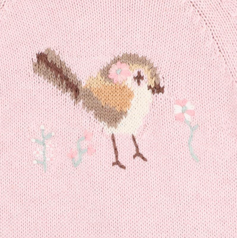 Molly Bird Knitted Romper - Soft Pink