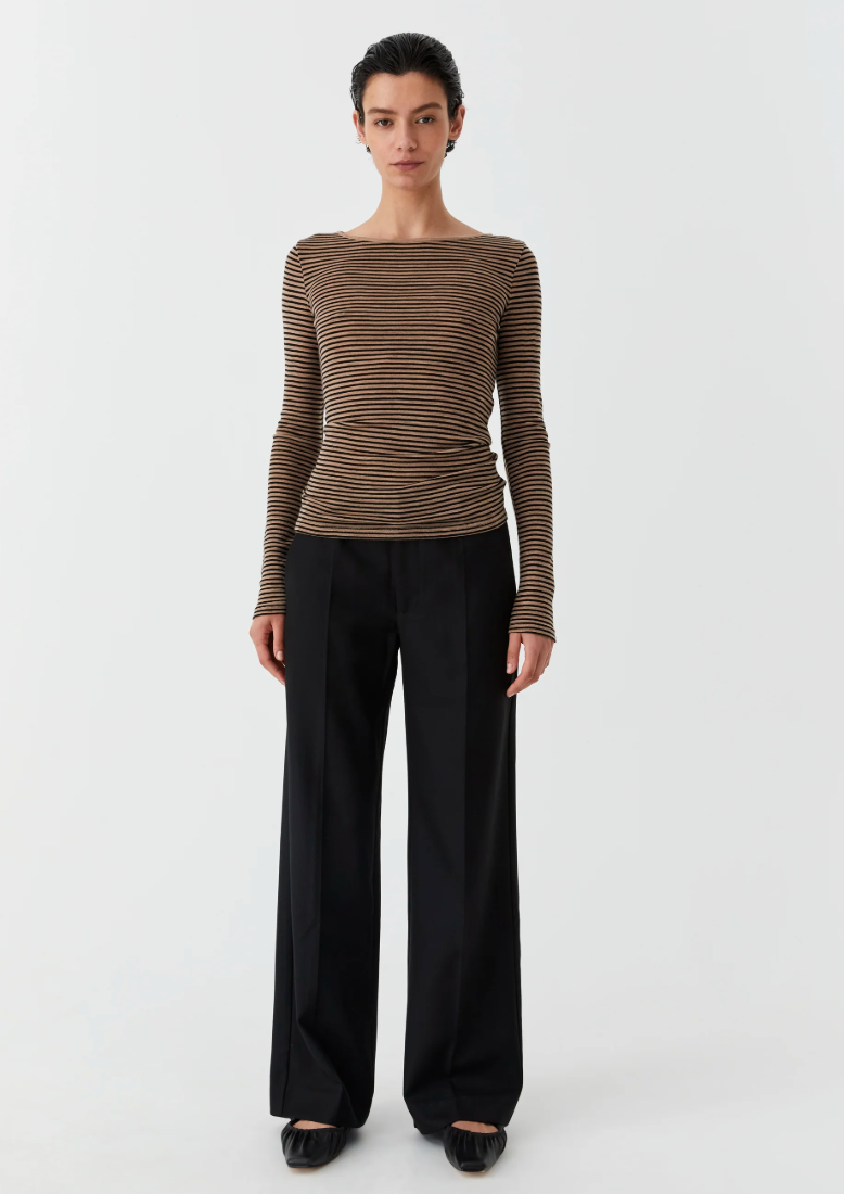 Merino Round Neck - Coffee/Black