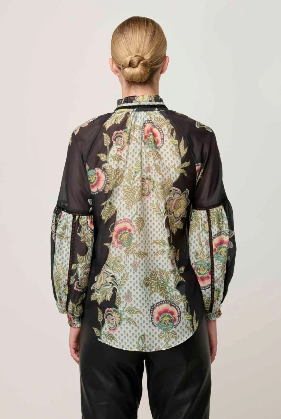 Espada Lace Trim Silk Blouse