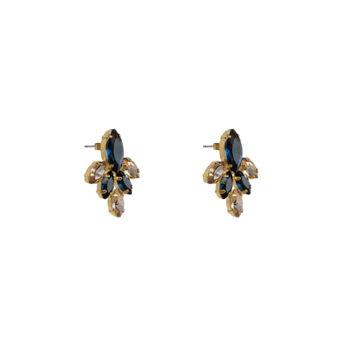 Stella Cluster Earrings - Navy
