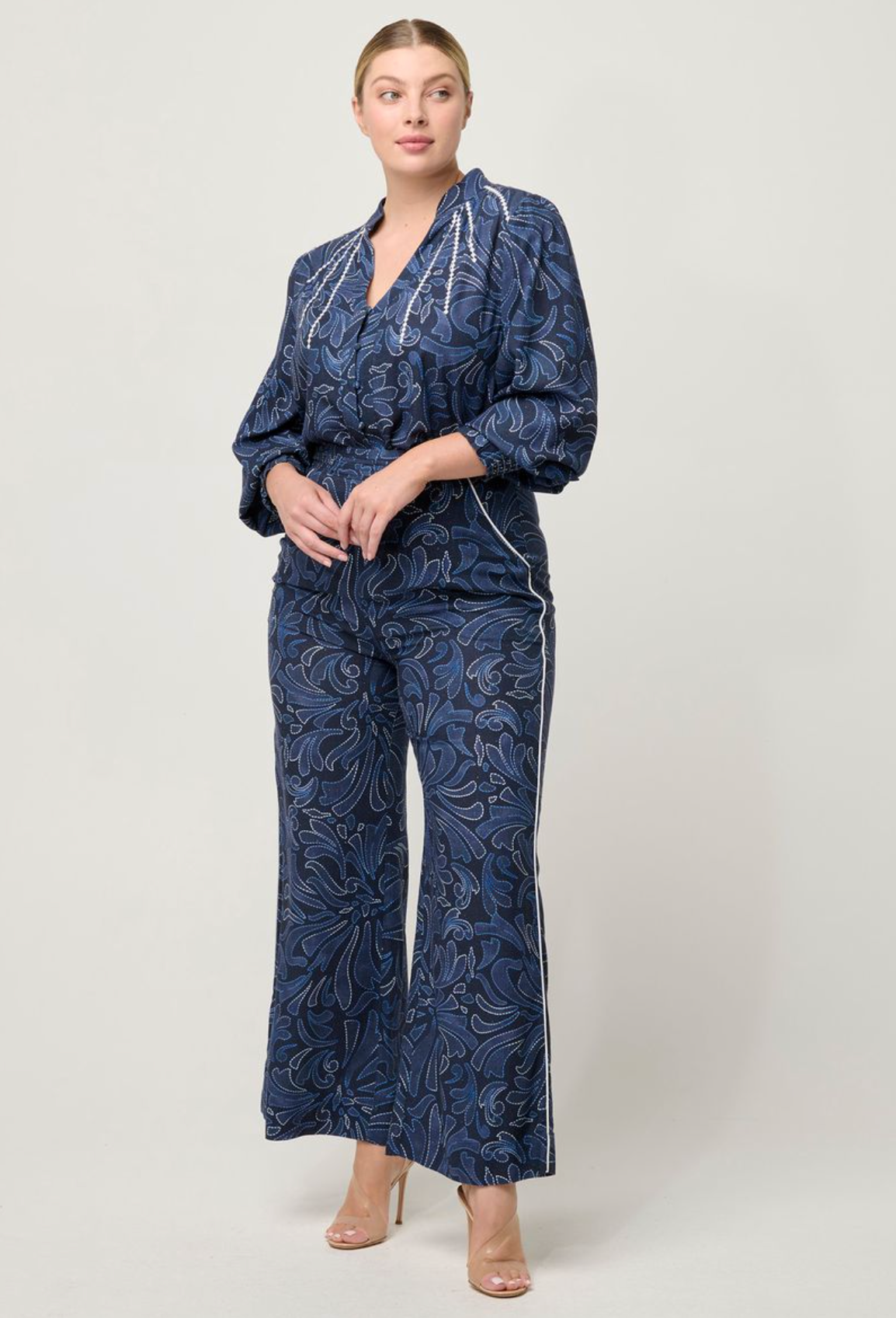 Adela Placement Linen Blouse