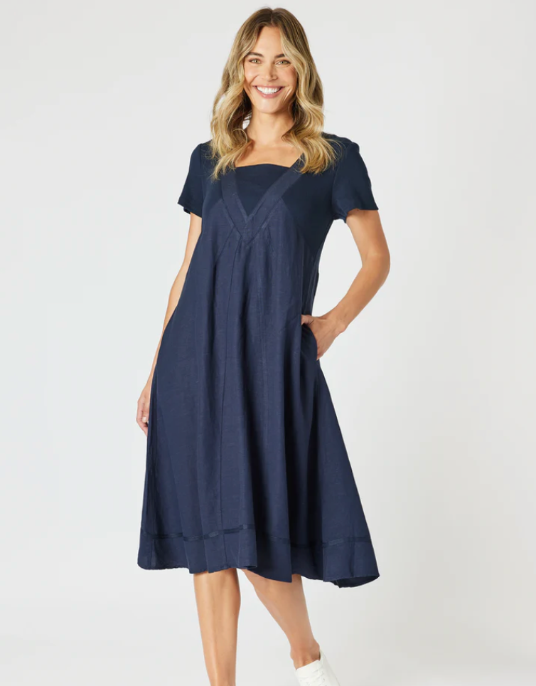 Lino Le Marais Dress - Navy