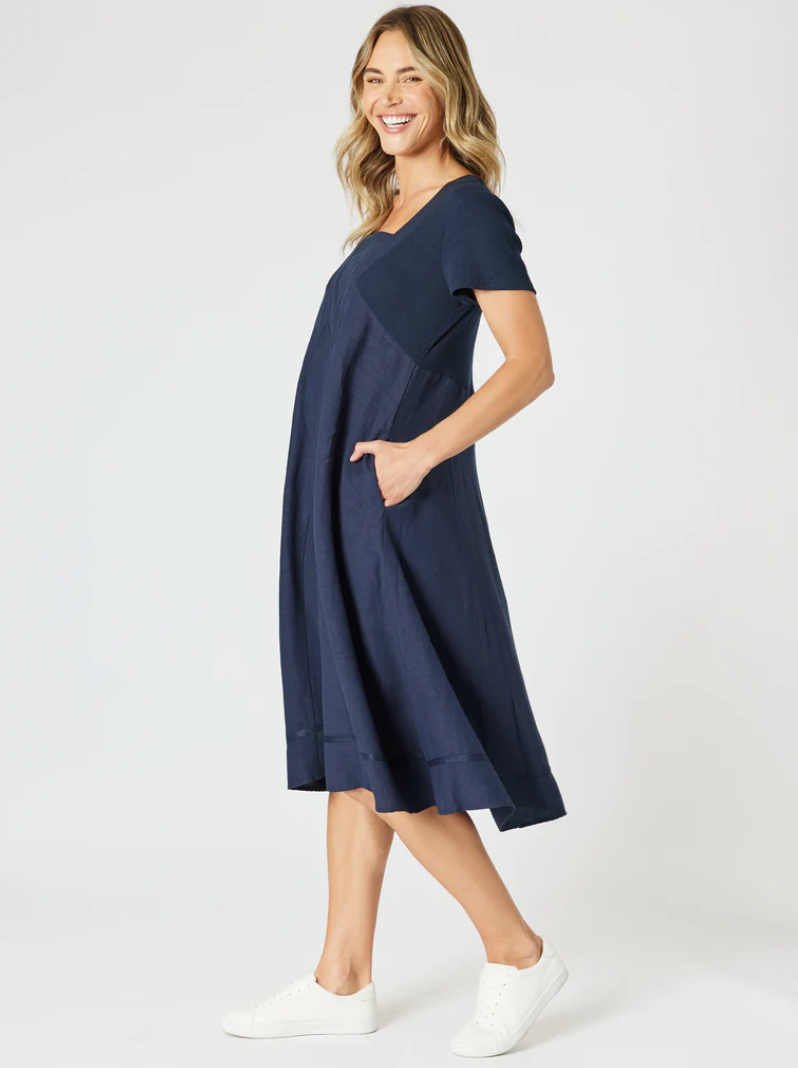 Lino Le Marais Dress - Navy